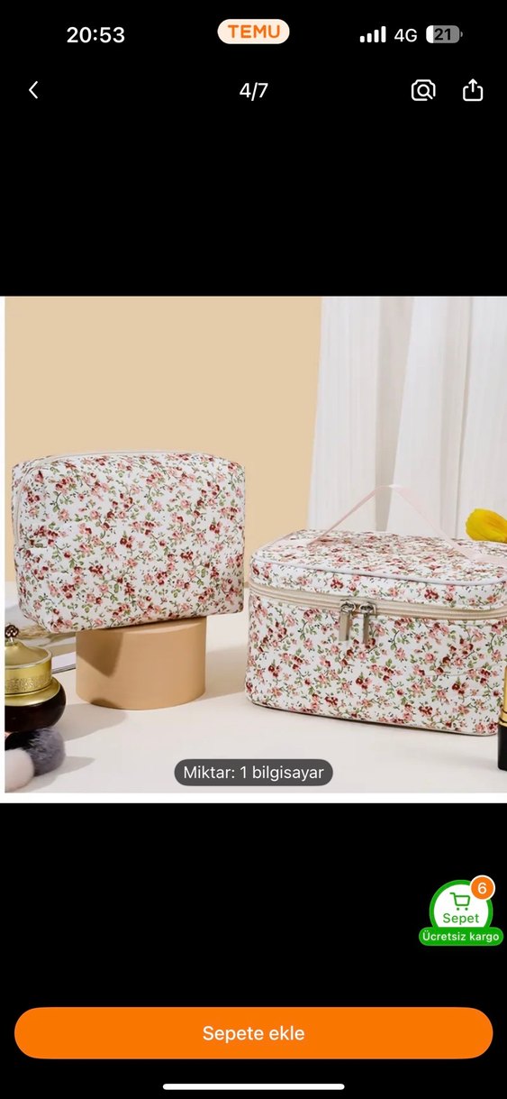 Çiçek Desenli Beyaz Bohem Makyaj Çantası - Görsel 4