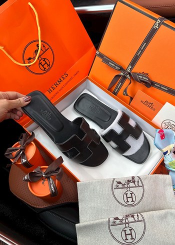 37 Beden Hermes Kahverengi Baskılı Yüksek Topuklu Kadın Terlik