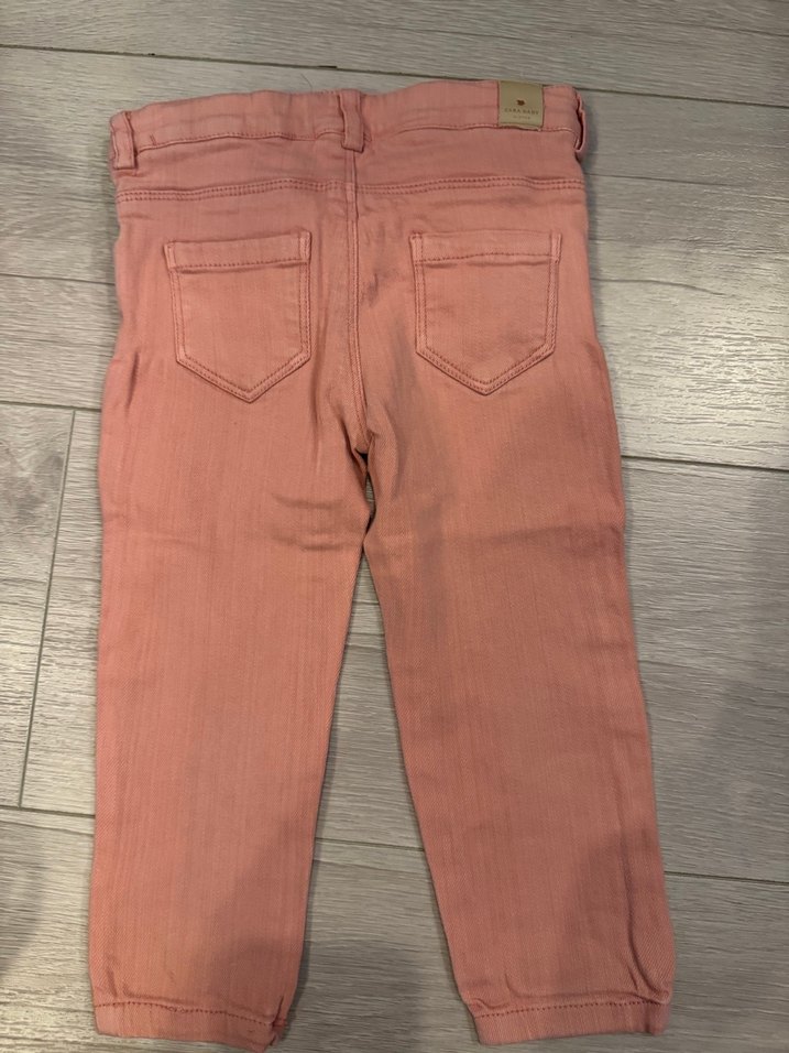 Kız Çocuk Pembe Düğmeli Denim Pantolon - Görsel 3