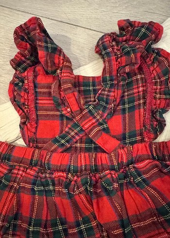 Kırmızı Kareli Örme Askılı Kız Elbisesi - Görsel 4