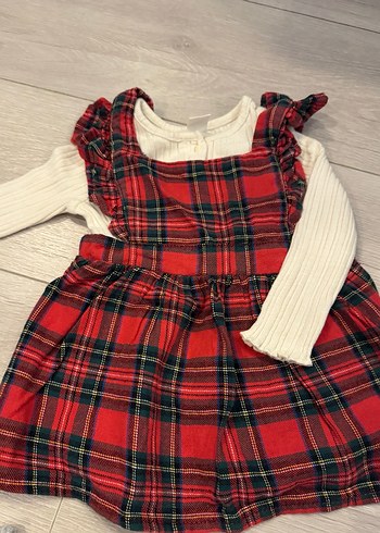 Kırmızı Kareli Örme Askılı Kız Elbisesi - Görsel 3