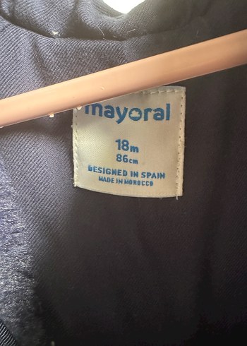 Puantiye Desenli Koyu Mavi Peluş Kız Mont - Görsel 2