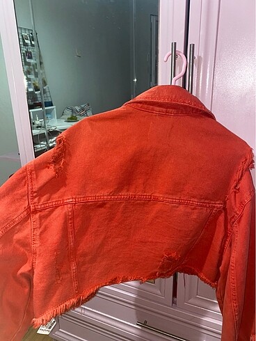 s Beden kırmızı Renk Bershka Oversize Kot Ceket