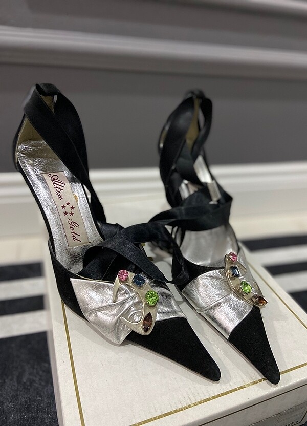 Siyah gümüş topuklu - Görsel 2