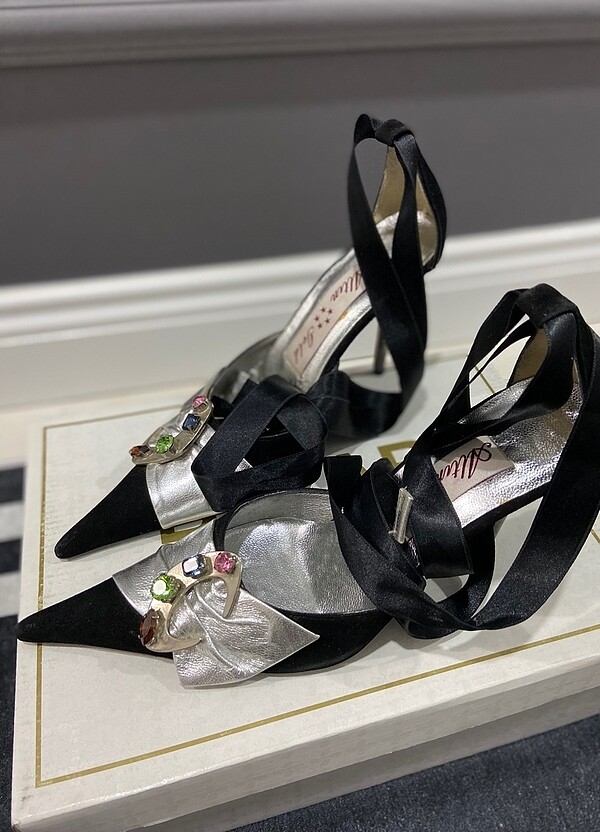 Siyah gümüş topuklu - Görsel 3