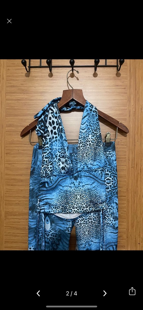 Mavi Bağlamalı Midi Atlet ve Tayt Takımı - Görsel 3