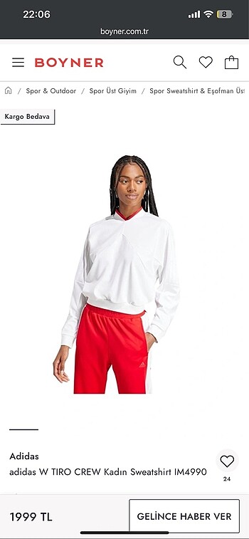 Adidas v tiro crew sweatshirt