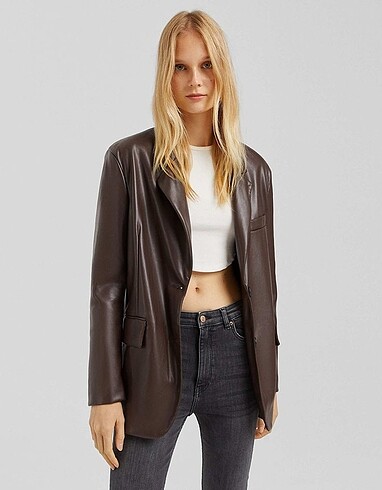 Bershka deri blazer