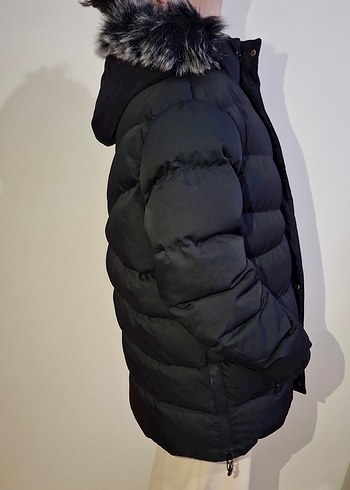 Siyah Kürklü Kadın/Erkek Kışlık Mont - Görsel 3