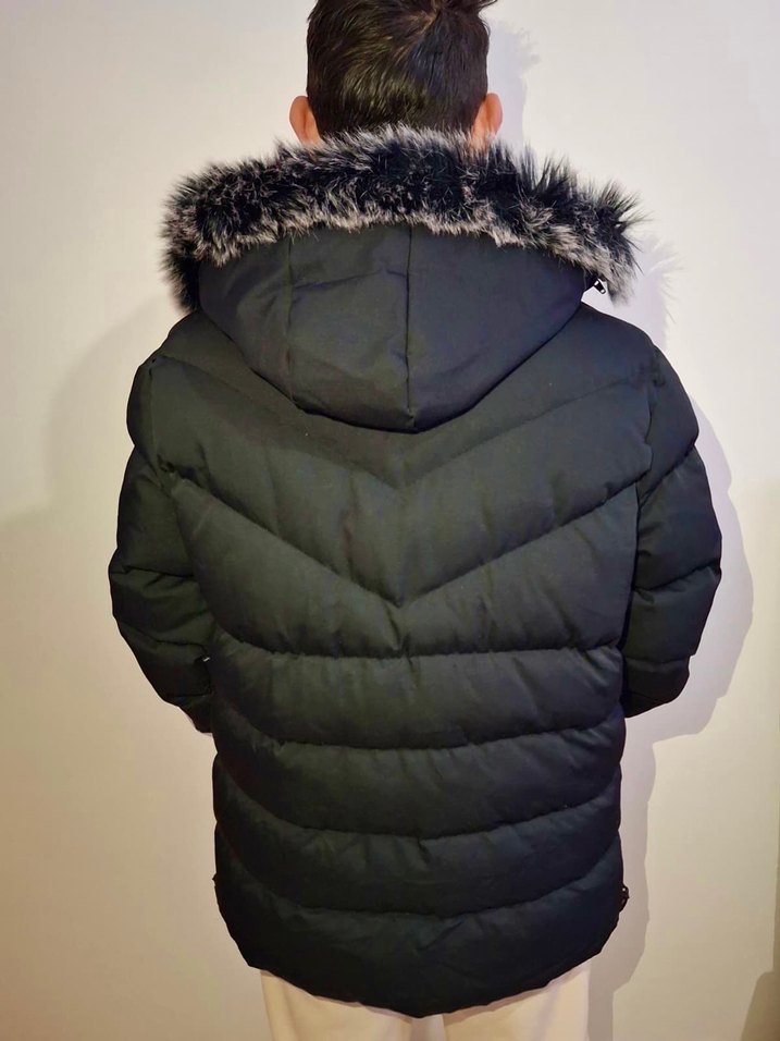 Siyah Kürklü Kadın/Erkek Kışlık Mont - Görsel 2