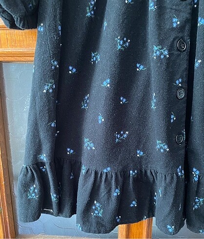 36 Beden koton kadife kumas cicek desenli elbise