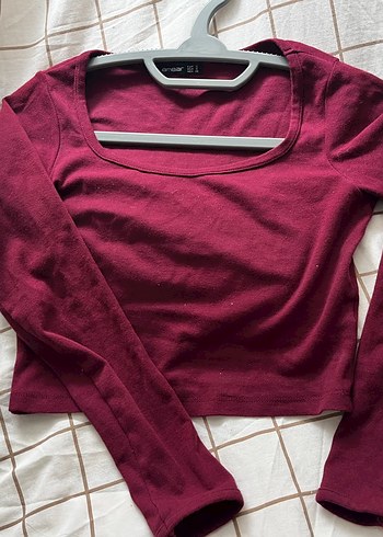Diğer Ambar Bordo Uzun Kollu Basic Bluz