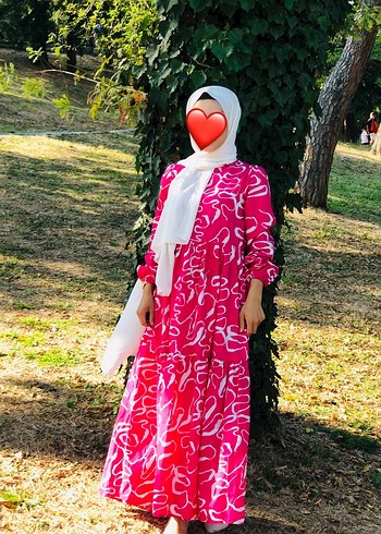Renkli Bağlama Desenli Uzun Salaş Elbise