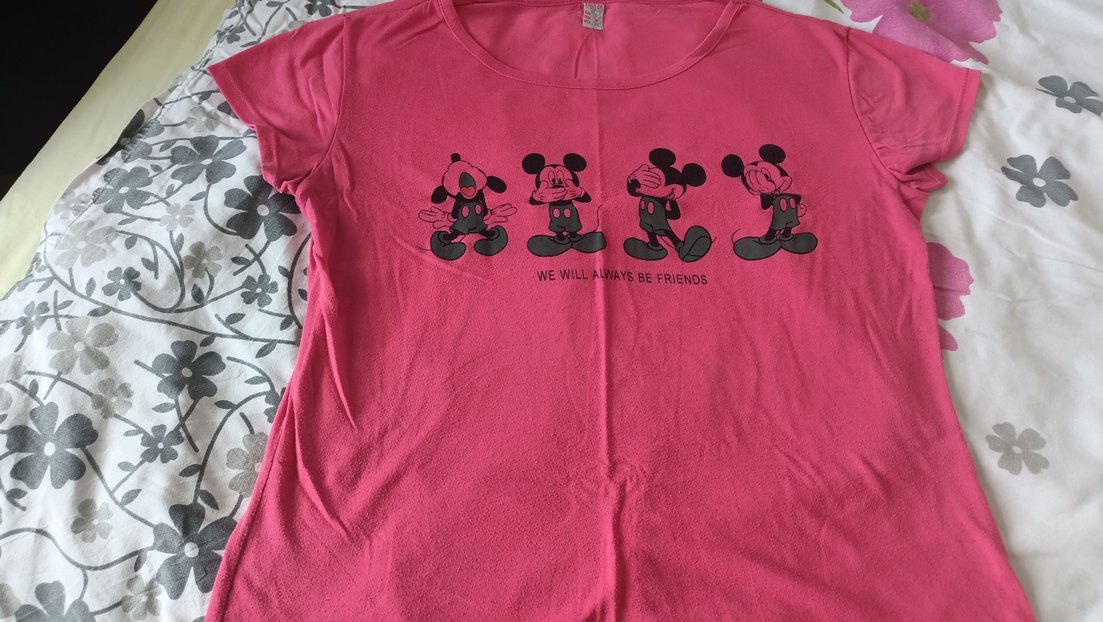 Pembe Desenli kisa Kollu Kız Tişörtü - Görsel 2