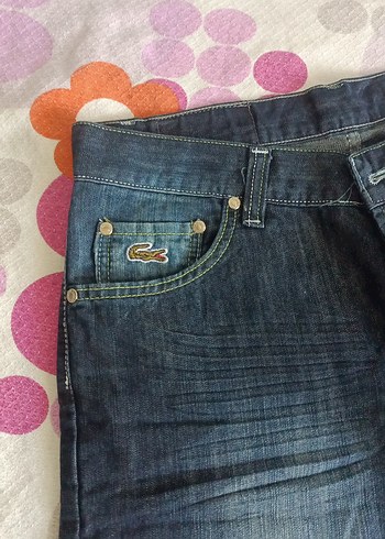 Lacoste Lacivert Düğmeli Midi Denim Şort
