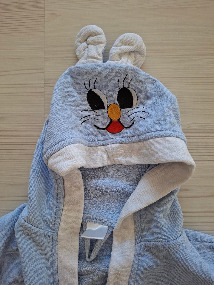 Kapüşonlu Erkek Çocuk Bornozu Mavi - Görsel 3