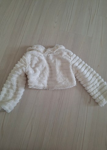 Kız Çocuk Beyaz Kürk Detaylı Bolero - Görsel 2