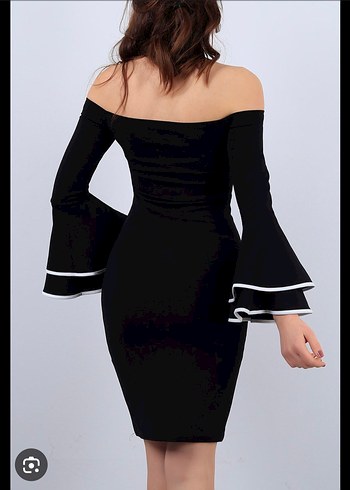 Kadın Siyah Uzun Kollu Kalem Elbise - Görsel 3