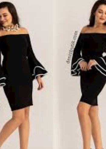 Kadın Siyah Uzun Kollu Kalem Elbise - Görsel 2