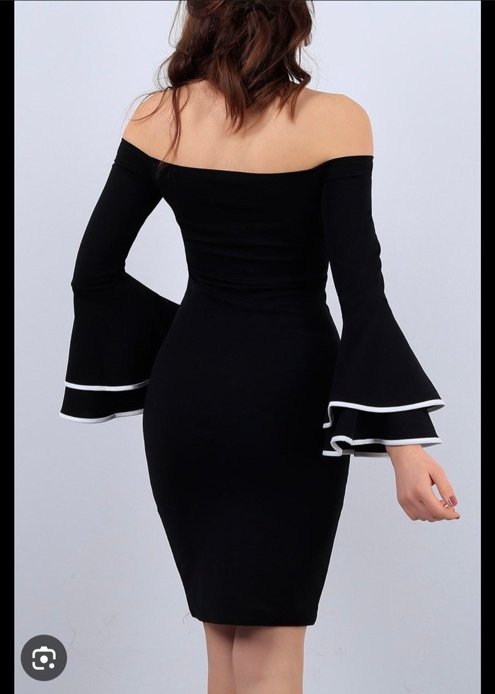 Kadın Siyah Uzun Kollu Kalem Elbise - Görsel 3