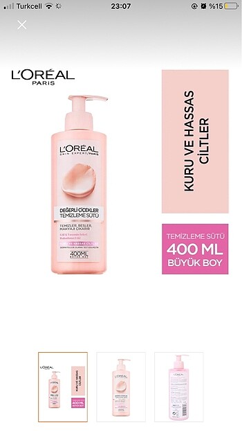 Loreal paris değerli çiçekler temizleme sütü