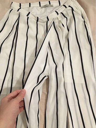 Çizgili palazzo pantolon - Görsel 3