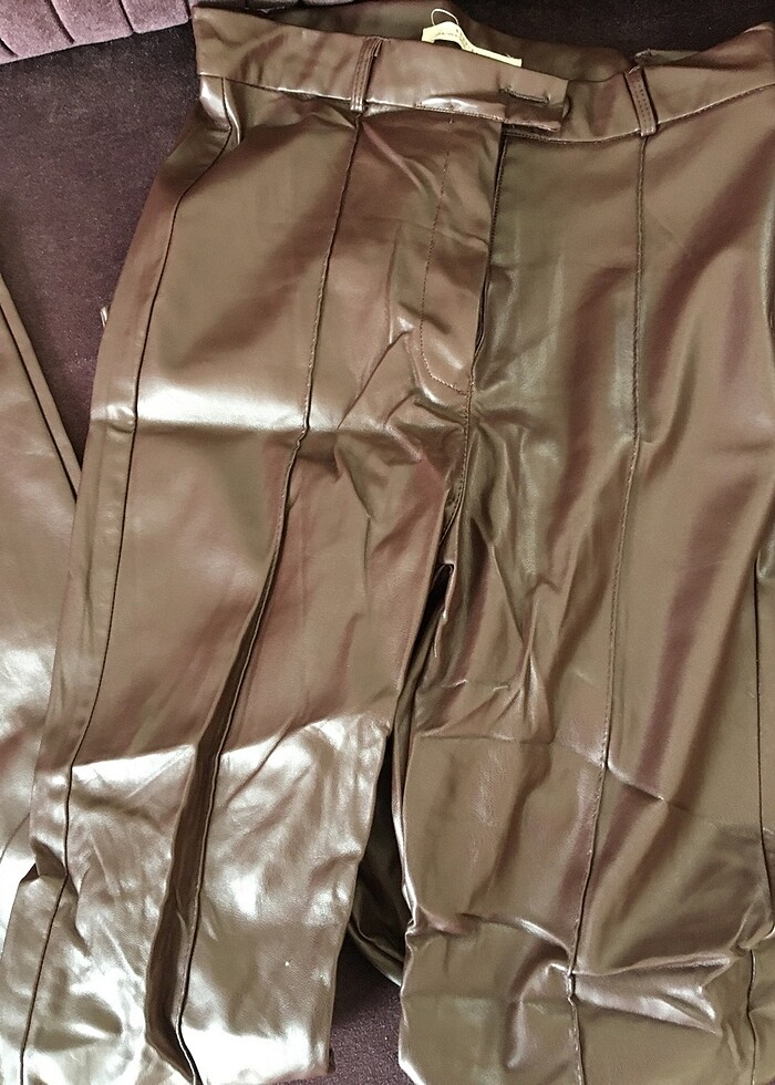 Acı kahve deri pant - Görsel 3