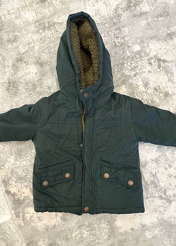 Zara Erkek Çocuk Kapüşonlu Koyu Yeşil Mont - Görsel 2