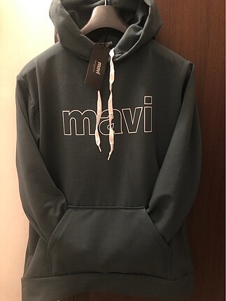 Mavi jeans kapşonlu