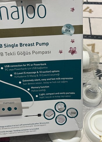  Mamajoo Elektronik USB Tekli Göğüs Pompası Beyaz