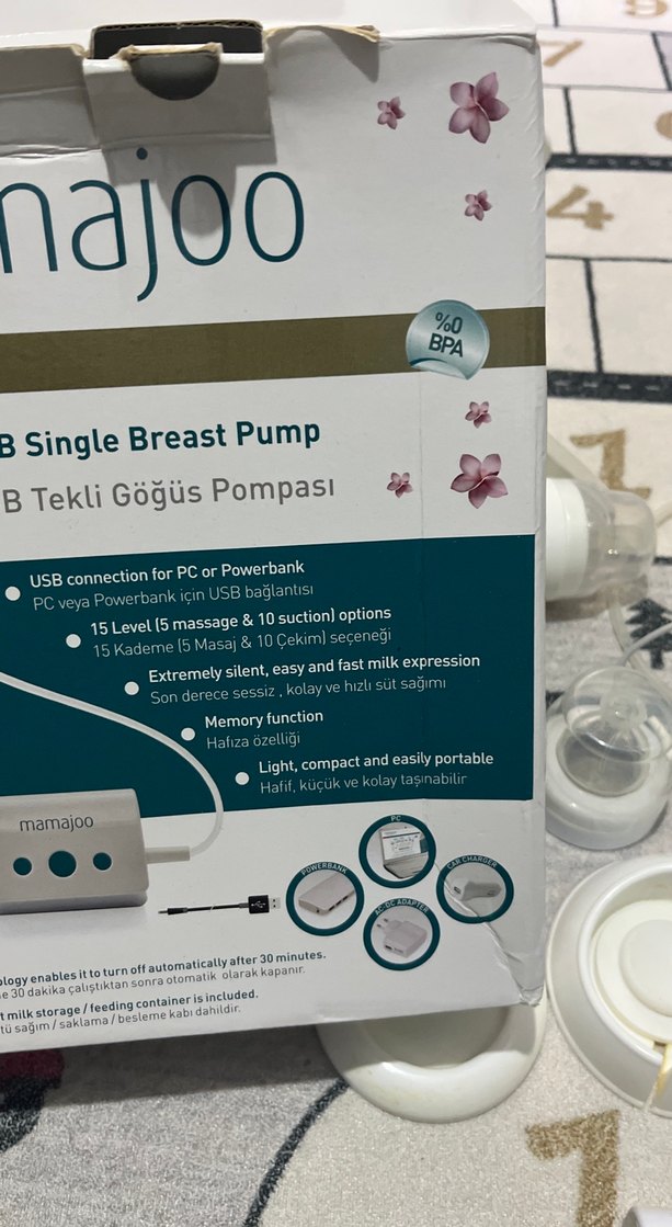 Mamajoo Elektronik USB Tekli Göğüs Pompası Beyaz - Görsel 2