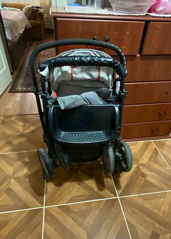 Gri-Kırmızı Bebek Arabası - Görsel 5