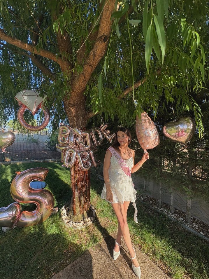 Askılı Bağlamalı Beyaz Midi Bohem Elbise - Görsel 2