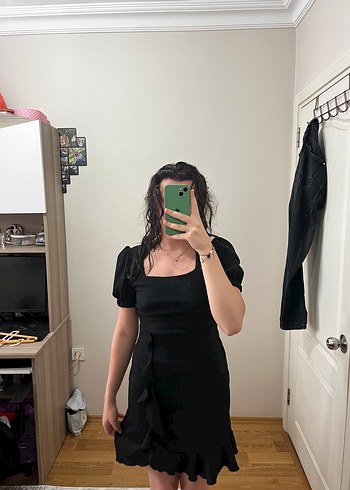 Siyah Transparan Mini Gotik Elbise