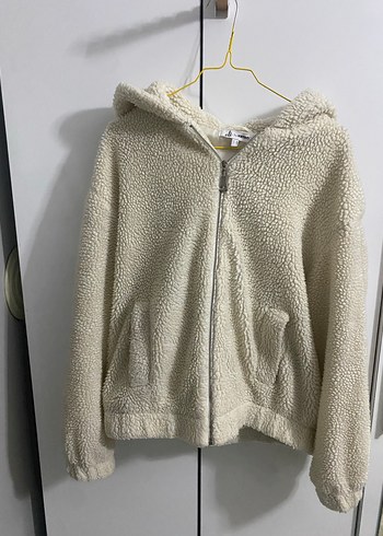 Krem renk peluş ceket - Görsel 2