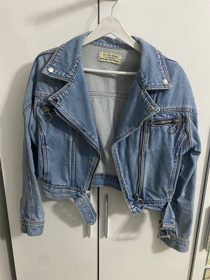 Kadın Mavi Bağlamalı Denim Ceket - Görsel 4