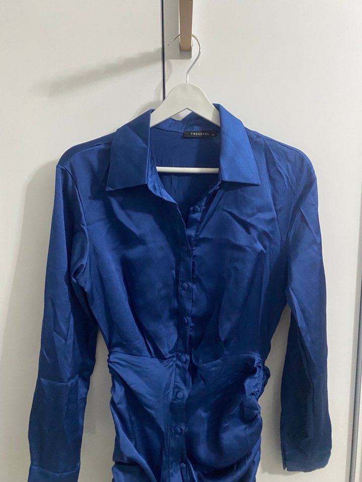 Nakışlı Parlak Mavi  Mezuniyet Elbisesi - Görsel 3