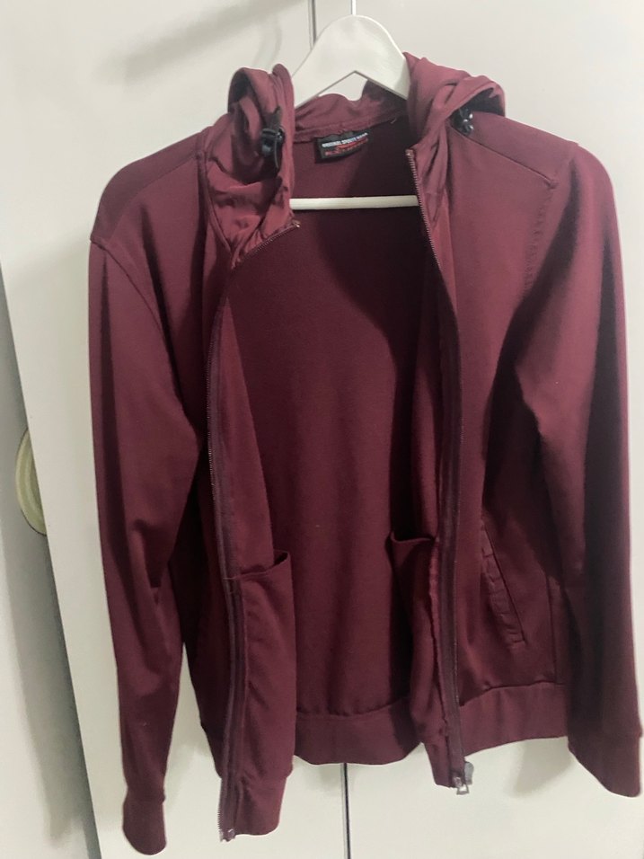 Bordo Fermuarlı Kapüşonlu Kadın Sweatshirt - Görsel 3