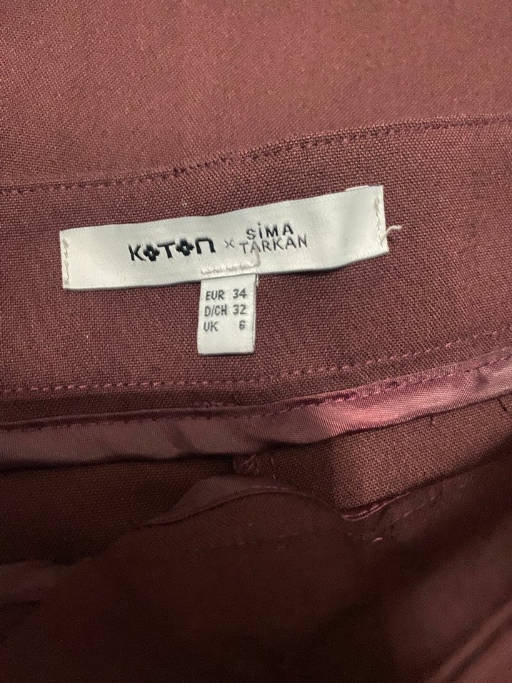 Kadın Bordo Pilili Kumaş Pantolon - Görsel 2