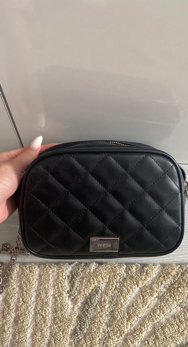 Zincir Detaylı Siyah Deri Kadın Çanta - Görsel 2