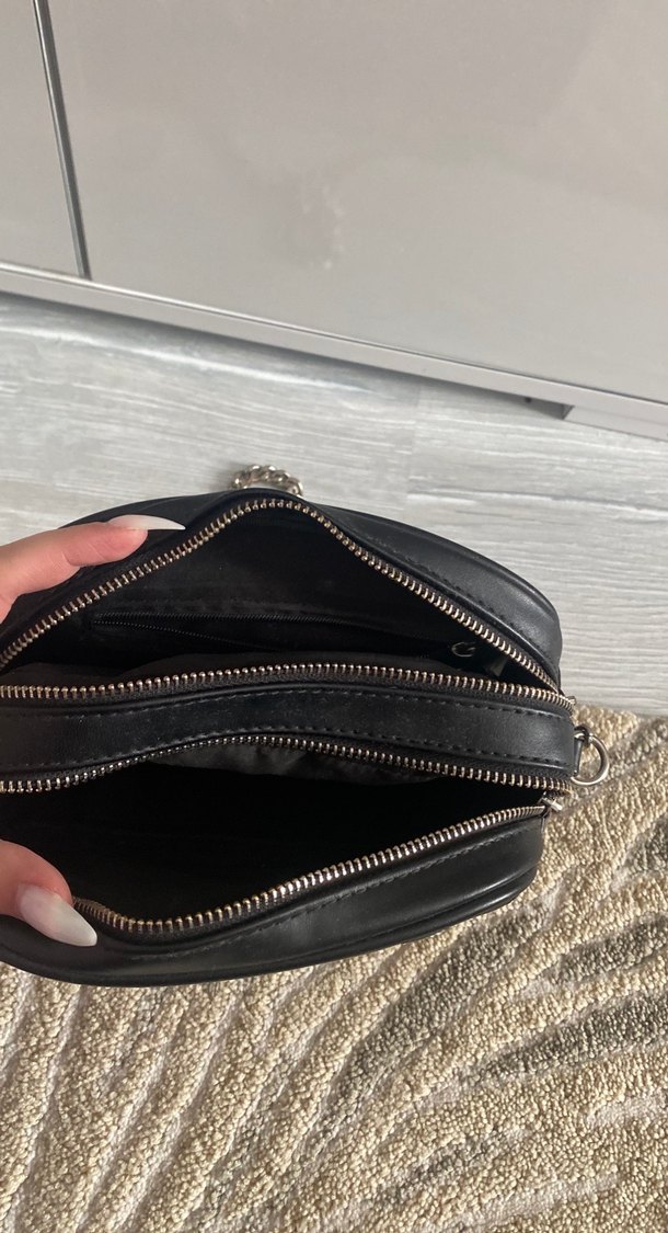 Zincir Detaylı Siyah Deri Kadın Çanta - Görsel 3