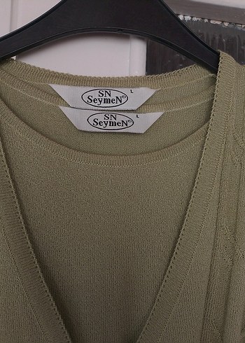 Bej Örgü Midi Kadın Hırka( içli dışlı ikili ürün) - Görsel 2