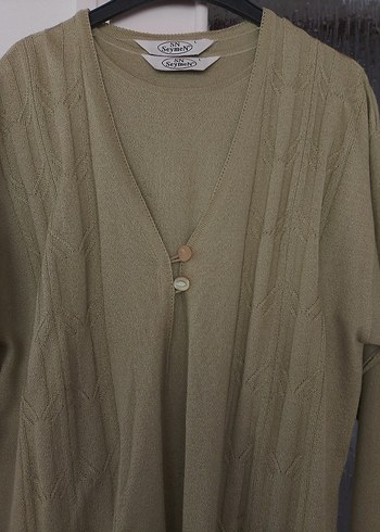 Bej Örgü Midi Kadın Hırka( içli dışlı ikili ürün) - Görsel 3