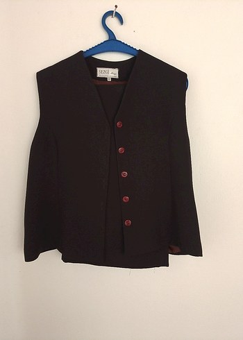 Kahverengi Düğmeli Kadın Blazer Ceket - Görsel 9