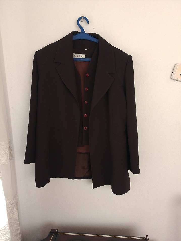 Kahverengi Düğmeli Kadın Blazer Ceket - Görsel 4