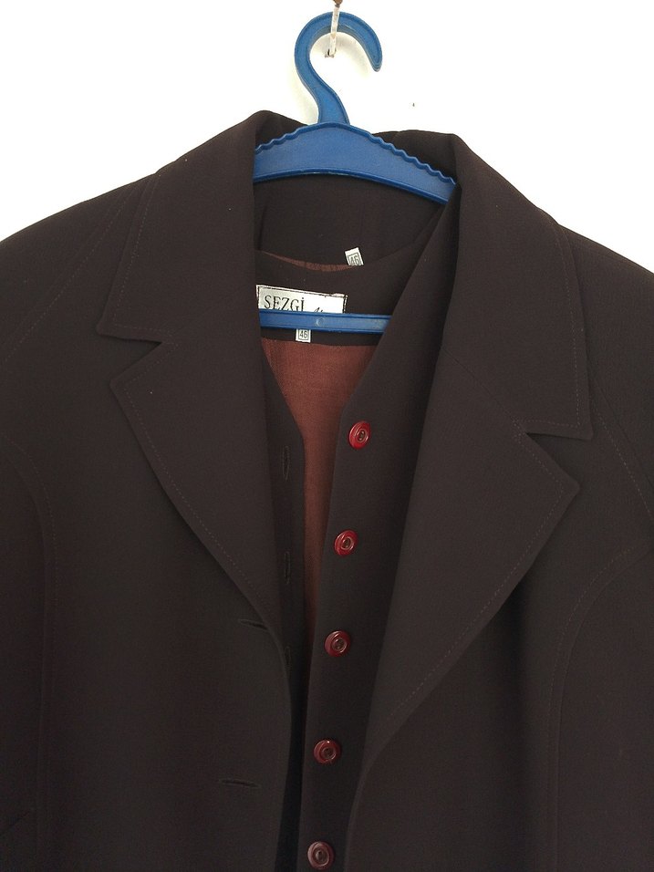 Kahverengi Düğmeli Kadın Blazer Ceket - Görsel 2