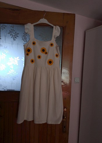 Nakışlı Beyaz Bohem Kız Elbisesi - Görsel 6