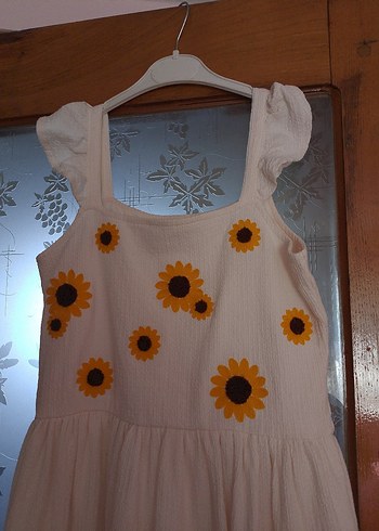 Nakışlı Beyaz Bohem Kız Elbisesi - Görsel 5