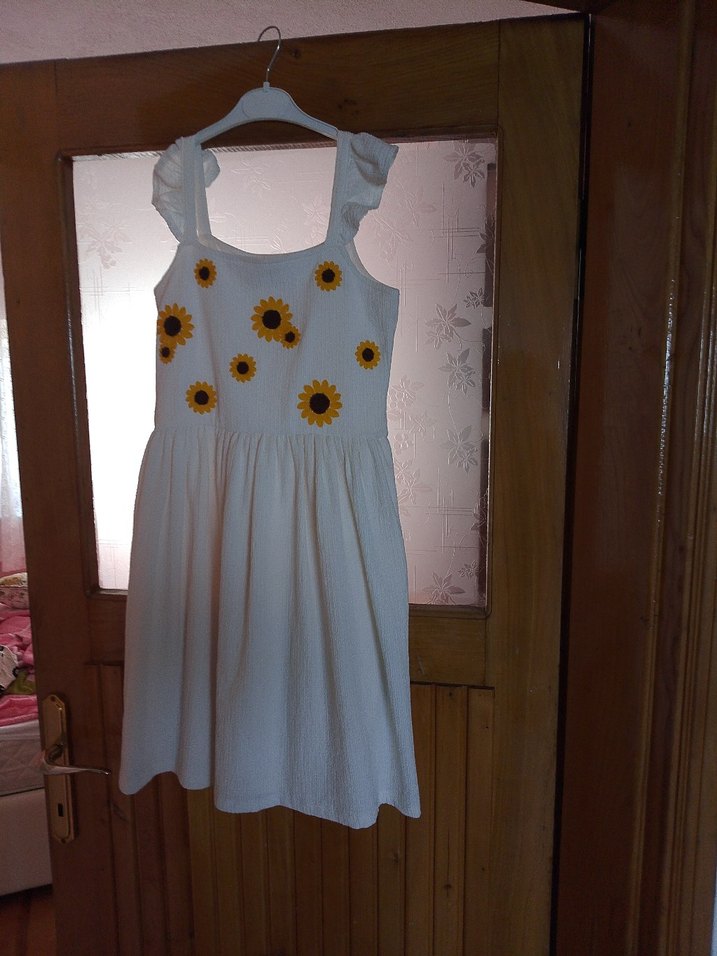 Nakışlı Beyaz Bohem Kız Elbisesi - Görsel 3