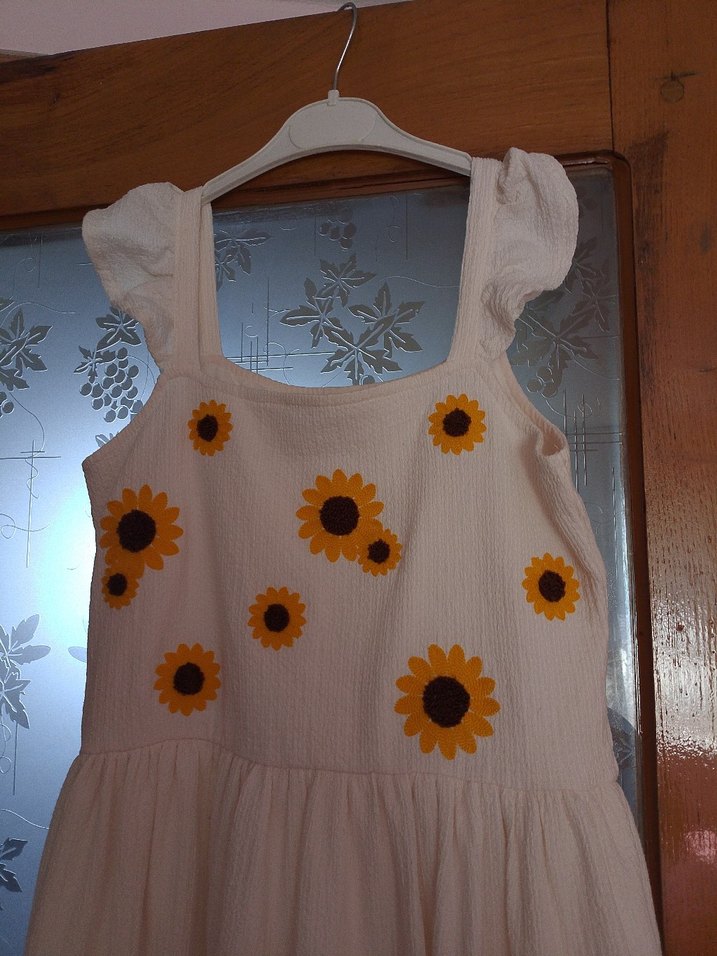 Nakışlı Beyaz Bohem Kız Elbisesi - Görsel 5